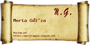 Merta Géza névjegykártya